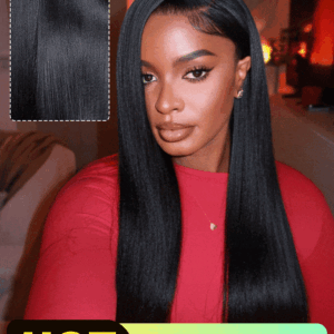 Light Yaki Straight Glueless LayerCut Drawstring Lace Front Wig - Silk Press C Part Wigs