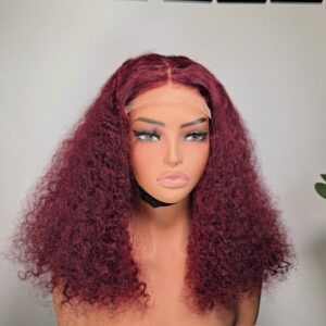 4x4 lace burgundy bouncy curls wig 14 inches London Uk