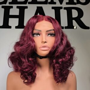 4x4 lace burgundy bouncy curls wig 14 inches London Uk