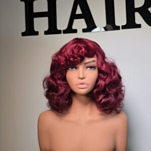 12 inch bouncy bang wig UK natural looking fringe wig for everyday wear