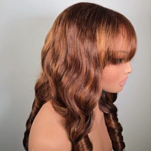 20 inch bouncy bang wig UK natural looking fringe wig for everyday wear